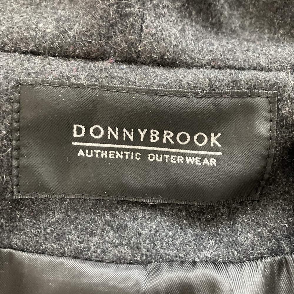 Donnybrook Long Wool Hooded Duster Trench Coat Maxi Gray Faux Fur Trim - Picture 7 of 9